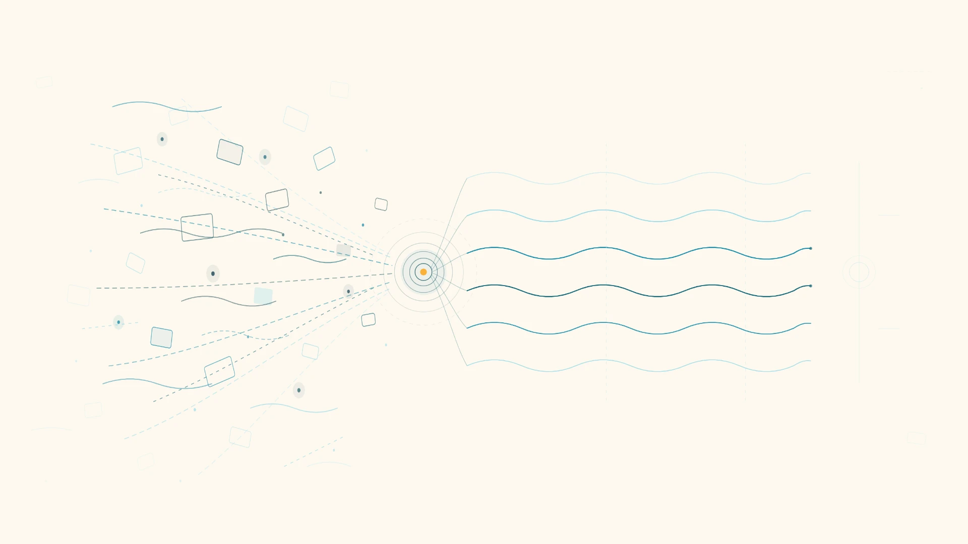 Diagram: scattered signals converging into clear directional insight